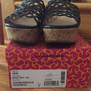 Tory Burch navy blue wedge sandal